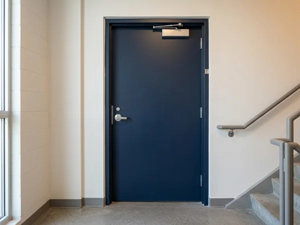 After: new labelled 90-minute stairwell fire door