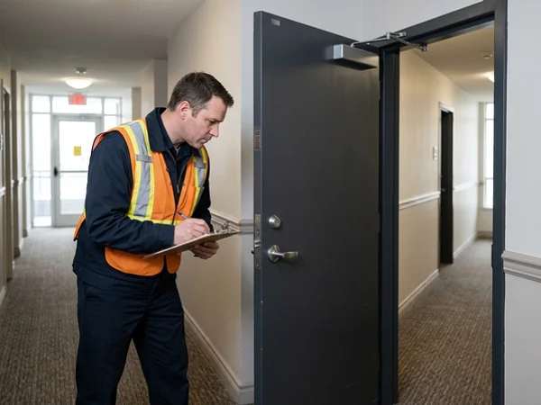 Fire door positively latching during an NFPA 80 check