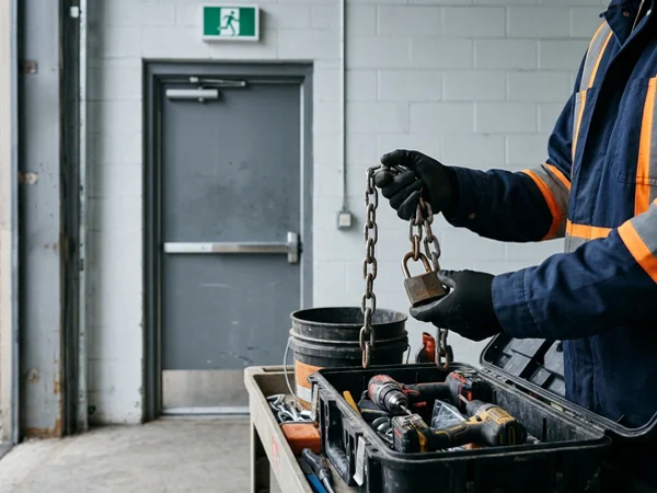 Illegal padlock and chain removed from a required exit