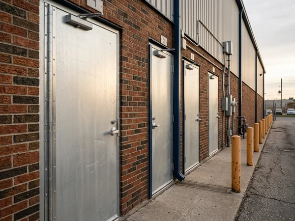 New galvanneal exterior man doors on an industrial building