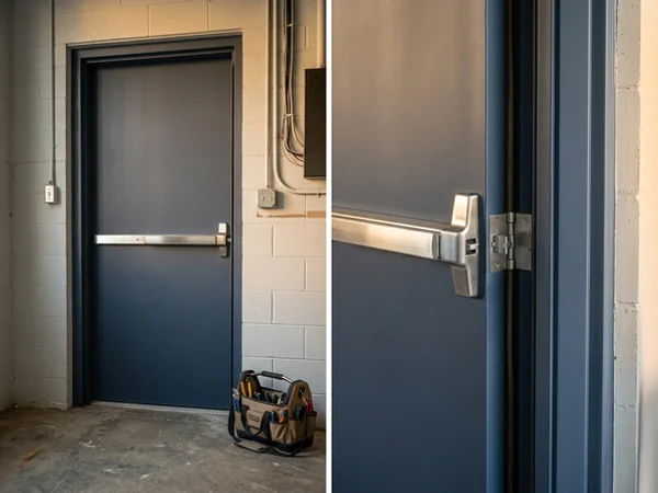 Exit device transferred onto a new insulated galvanneal door